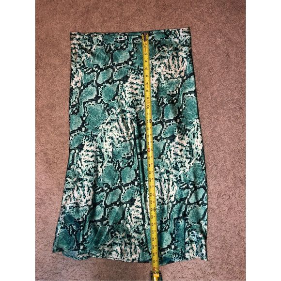 RACHEL ZOE Green Snake Print A-Line Midi Skirt Size Large - Picture 8 of 8